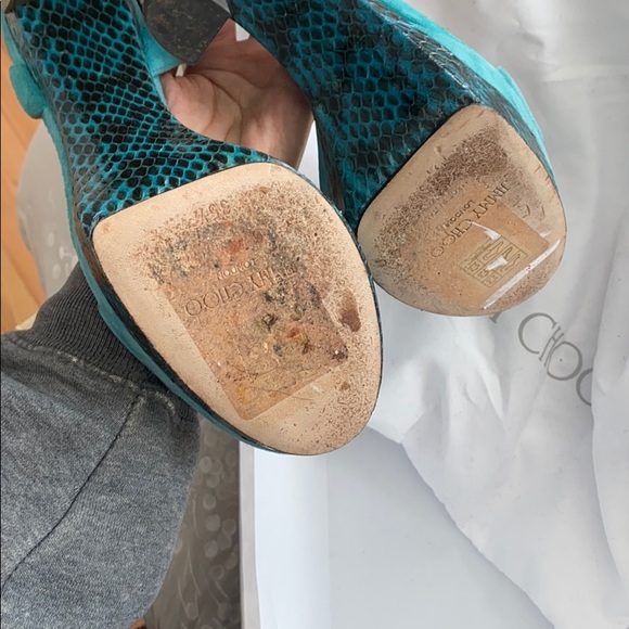 Jimmy Choo Turquoise Limit Edition Suede Dora Heel - Picture 8 of 8
